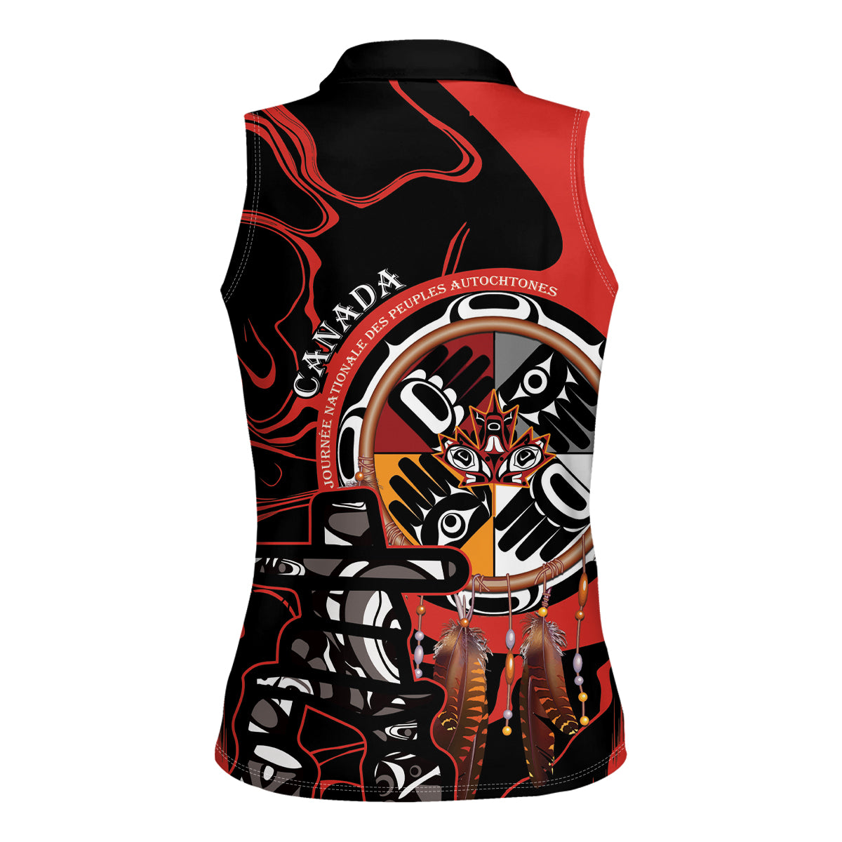 Canada National Aboriginal Day Women Sleeveless Polo Shirt Indigenous Peoples Inuksuit With Dreamcatcher - Wonder Print Shop