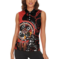 Canada National Aboriginal Day Women Sleeveless Polo Shirt Indigenous Peoples Inuksuit With Dreamcatcher - Wonder Print Shop