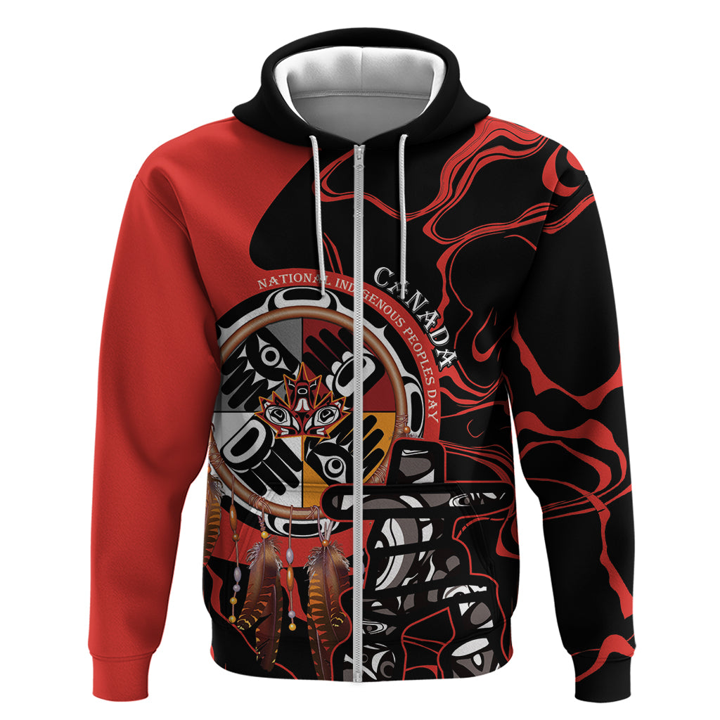 Canada National Aboriginal Day Zip Hoodie Indigenous Peoples Inuksuit With Dreamcatcher - Wonder Print Shop