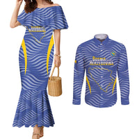 Custom Bosnia and Herzegovina Football Couples Matching Mermaid Dress and Long Sleeve Button Shirt Come On Zmajevi