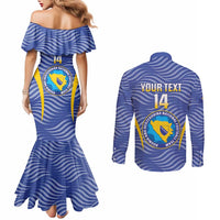 Custom Bosnia and Herzegovina Football Couples Matching Mermaid Dress and Long Sleeve Button Shirt Come On Zmajevi
