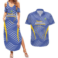Custom Bosnia and Herzegovina Football Couples Matching Summer Maxi Dress and Hawaiian Shirt Come On Zmajevi