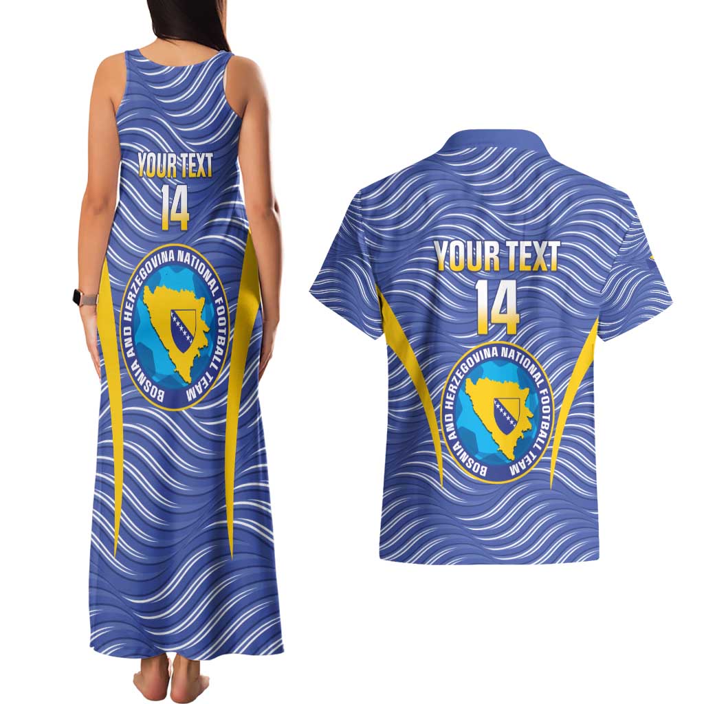 Custom Bosnia and Herzegovina Football Couples Matching Tank Maxi Dress and Hawaiian Shirt Come On Zmajevi