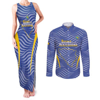Custom Bosnia and Herzegovina Football Couples Matching Tank Maxi Dress and Long Sleeve Button Shirt Come On Zmajevi