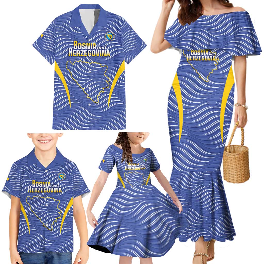Custom Bosnia and Herzegovina Football Family Matching Mermaid Dress and Hawaiian Shirt Come On Zmajevi