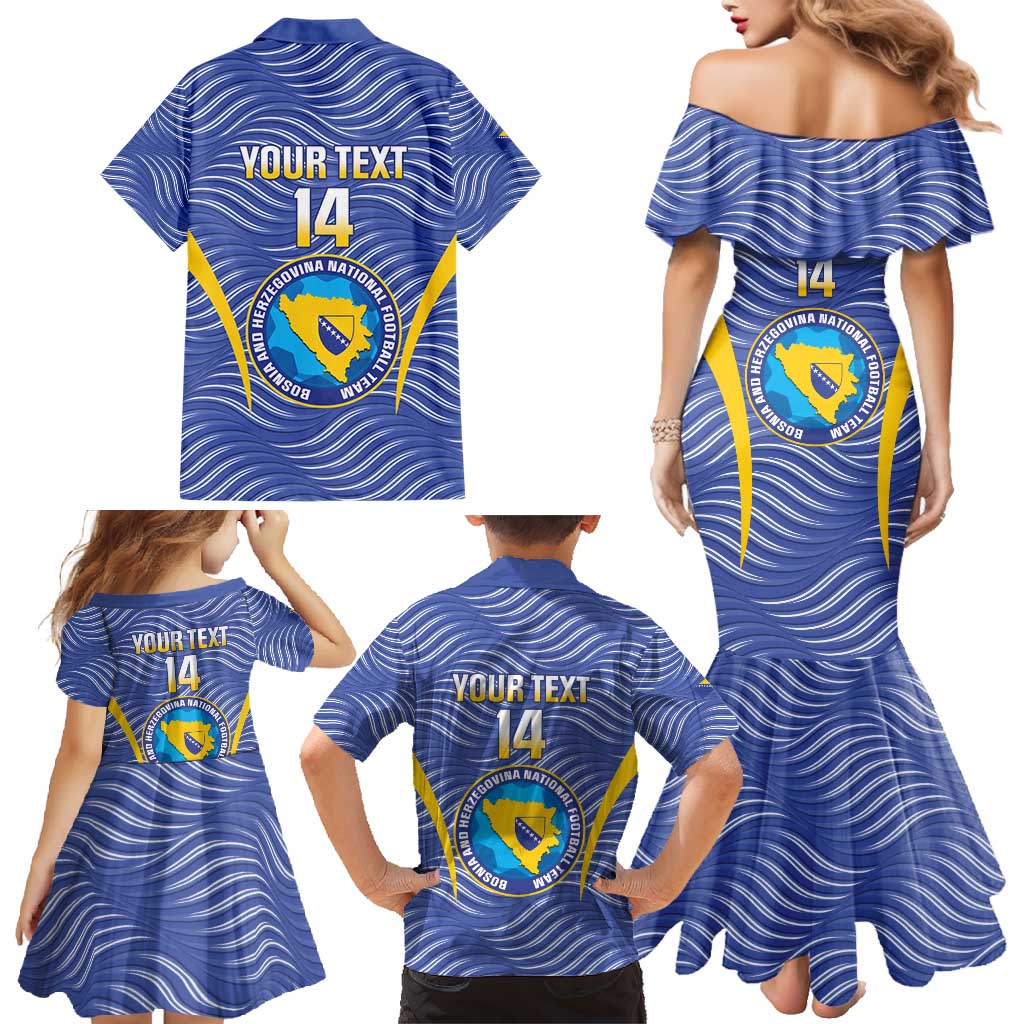 Custom Bosnia and Herzegovina Football Family Matching Mermaid Dress and Hawaiian Shirt Come On Zmajevi
