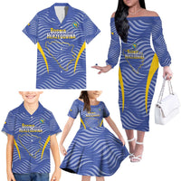 Custom Bosnia and Herzegovina Football Family Matching Off The Shoulder Long Sleeve Dress and Hawaiian Shirt Come On Zmajevi