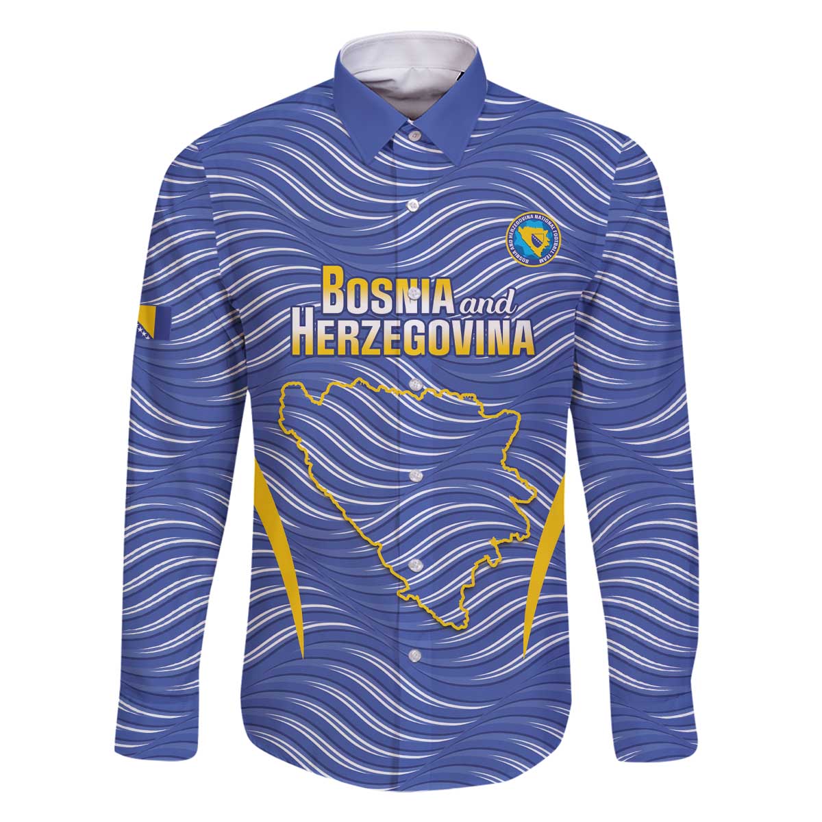 Custom Bosnia and Herzegovina Football Family Matching Off The Shoulder Long Sleeve Dress and Hawaiian Shirt Come On Zmajevi