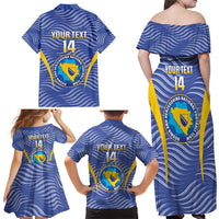 Custom Bosnia and Herzegovina Football Family Matching Off Shoulder Maxi Dress and Hawaiian Shirt Come On Zmajevi