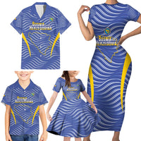 Custom Bosnia and Herzegovina Football Family Matching Short Sleeve Bodycon Dress and Hawaiian Shirt Come On Zmajevi