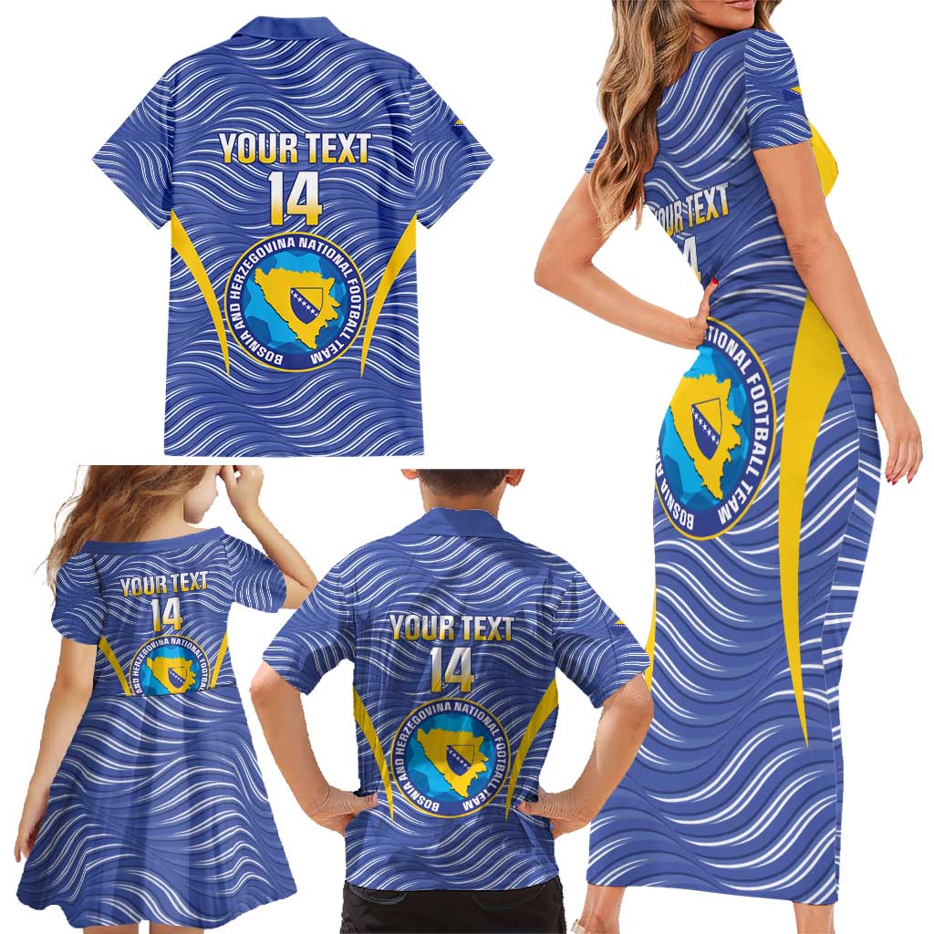 Custom Bosnia and Herzegovina Football Family Matching Short Sleeve Bodycon Dress and Hawaiian Shirt Come On Zmajevi