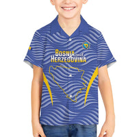 Custom Bosnia and Herzegovina Football Family Matching Short Sleeve Bodycon Dress and Hawaiian Shirt Come On Zmajevi