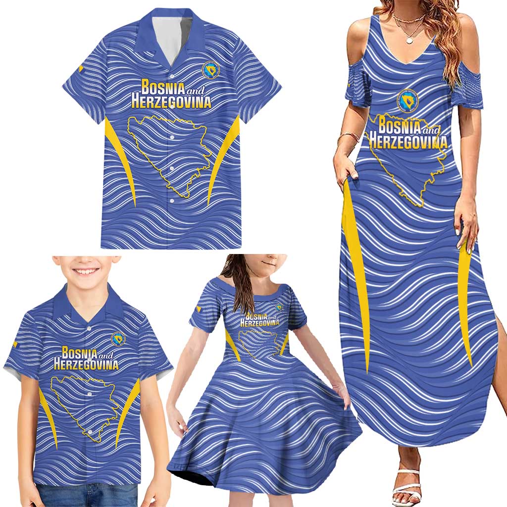 Custom Bosnia and Herzegovina Football Family Matching Summer Maxi Dress and Hawaiian Shirt Come On Zmajevi