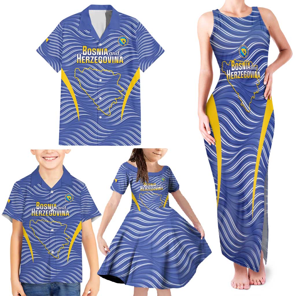 Custom Bosnia and Herzegovina Football Family Matching Tank Maxi Dress and Hawaiian Shirt Come On Zmajevi