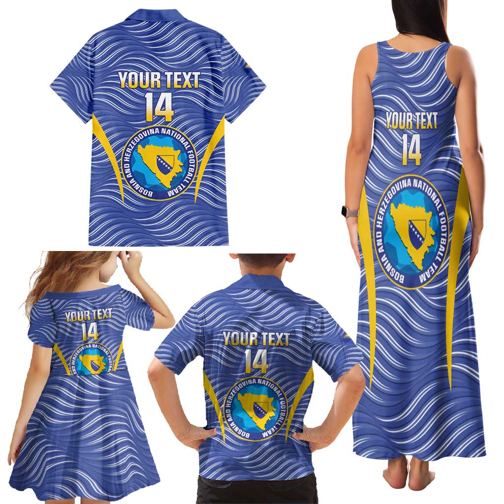 Custom Bosnia and Herzegovina Football Family Matching Tank Maxi Dress and Hawaiian Shirt Come On Zmajevi