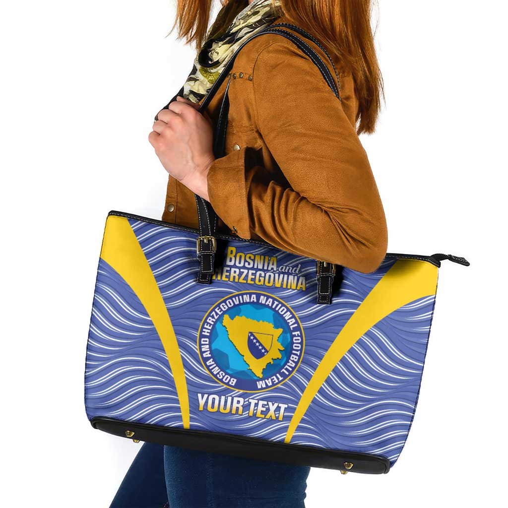 Custom Bosnia and Herzegovina Football Leather Tote Bag Come On Zmajevi
