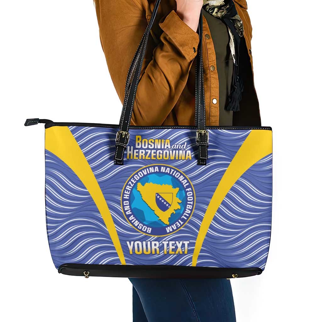 Custom Bosnia and Herzegovina Football Leather Tote Bag Come On Zmajevi