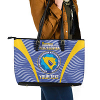 Custom Bosnia and Herzegovina Football Leather Tote Bag Come On Zmajevi