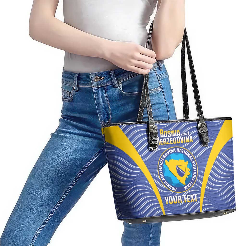 Custom Bosnia and Herzegovina Football Leather Tote Bag Come On Zmajevi