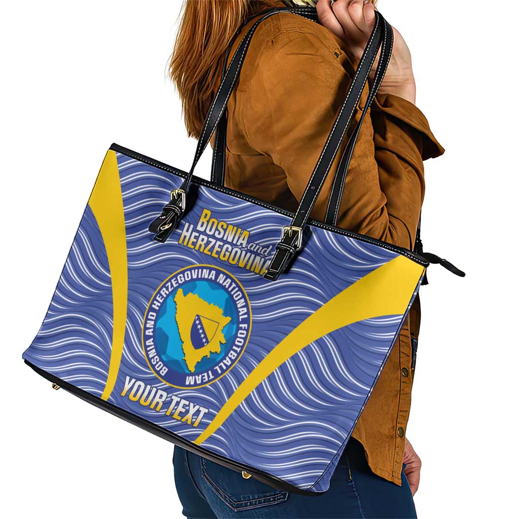 Custom Bosnia and Herzegovina Football Leather Tote Bag Come On Zmajevi