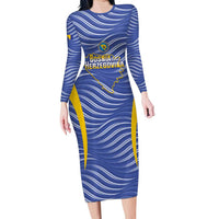 Custom Bosnia and Herzegovina Football Long Sleeve Bodycon Dress Come On Zmajevi