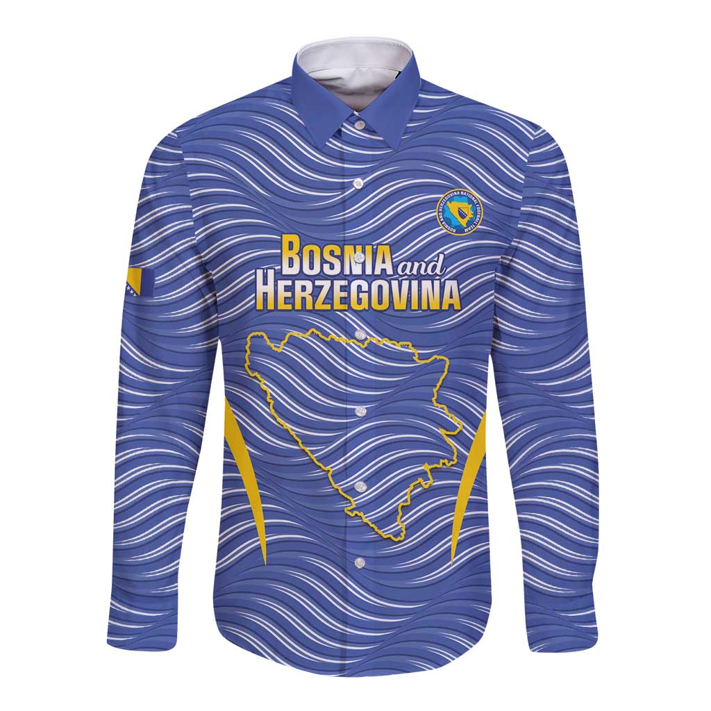 Custom Bosnia and Herzegovina Football Long Sleeve Button Shirt Come On Zmajevi
