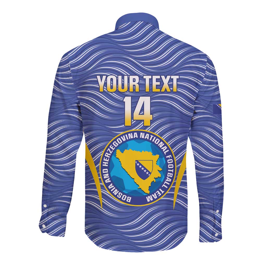 Custom Bosnia and Herzegovina Football Long Sleeve Button Shirt Come On Zmajevi