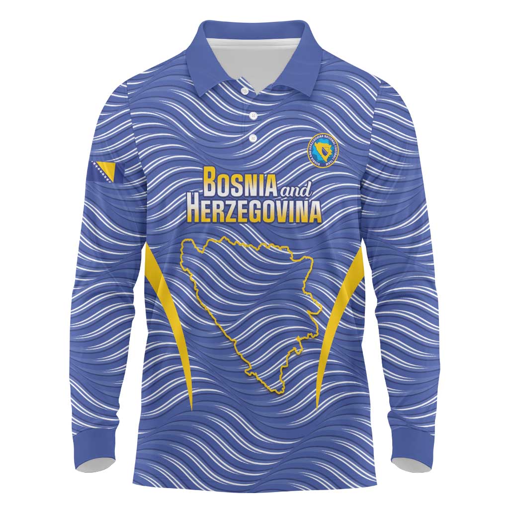 Custom Bosnia and Herzegovina Football Long Sleeve Polo Shirt Come On Zmajevi