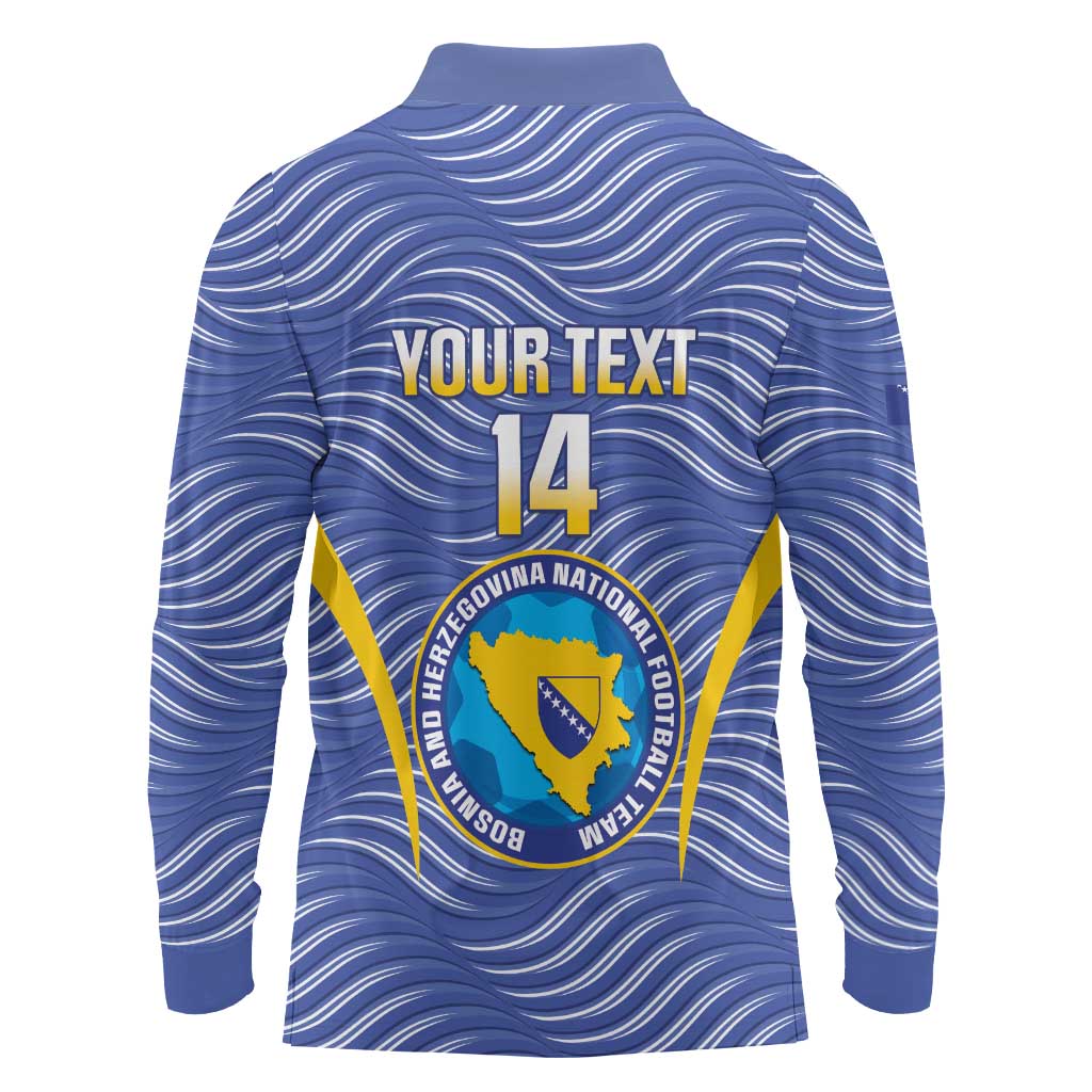 Custom Bosnia and Herzegovina Football Long Sleeve Polo Shirt Come On Zmajevi