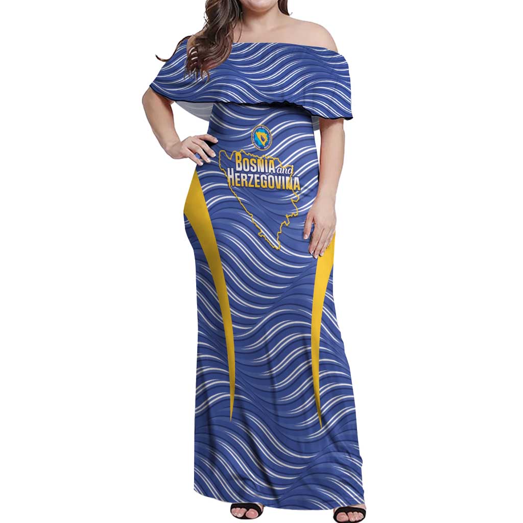 Custom Bosnia and Herzegovina Football Off Shoulder Maxi Dress Come On Zmajevi