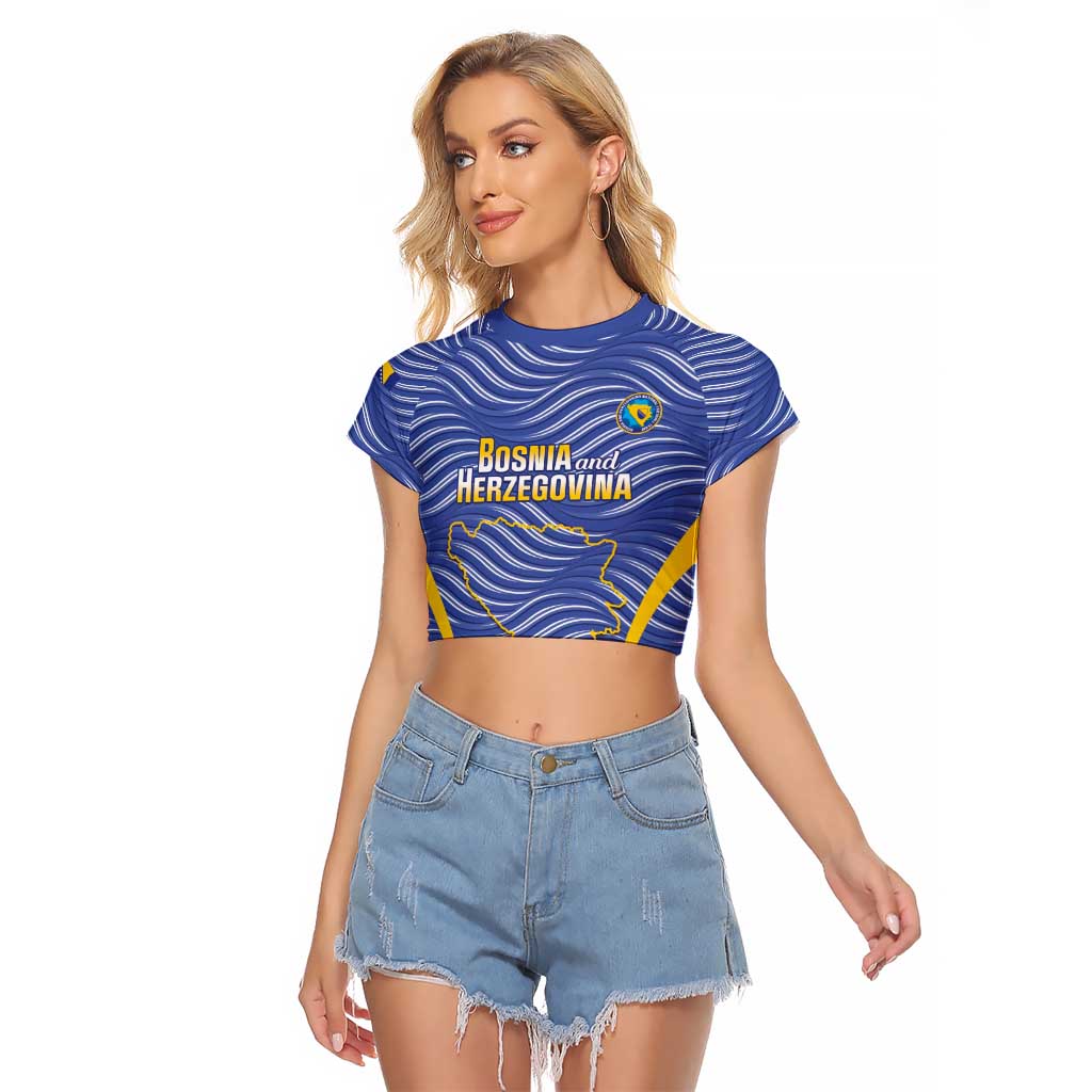 Custom Bosnia and Herzegovina Football Raglan Cropped T Shirt Come On Zmajevi