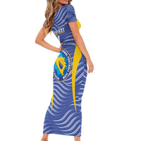 Custom Bosnia and Herzegovina Football Short Sleeve Bodycon Dress Come On Zmajevi
