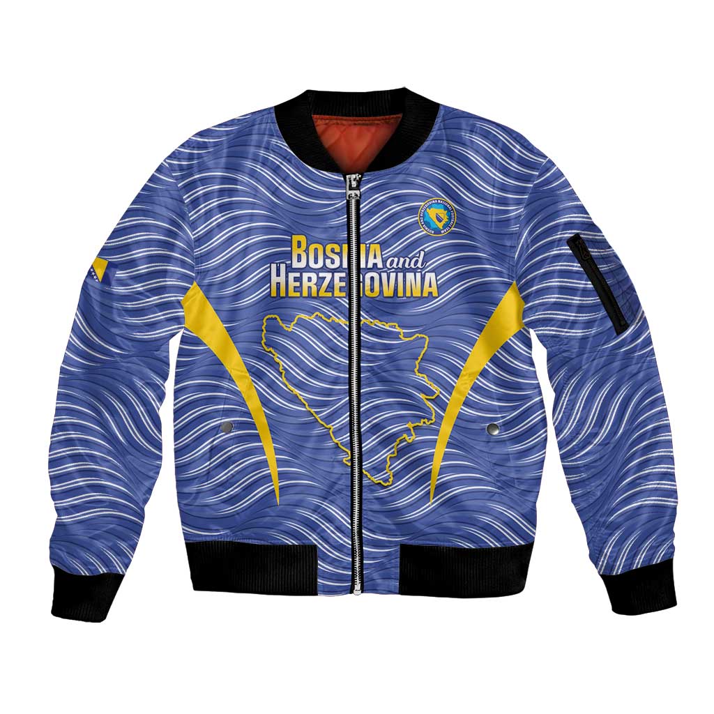 Custom Bosnia and Herzegovina Football Sleeve Zip Bomber Jacket Come On Zmajevi