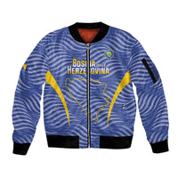 Custom Bosnia and Herzegovina Football Sleeve Zip Bomber Jacket Come On Zmajevi
