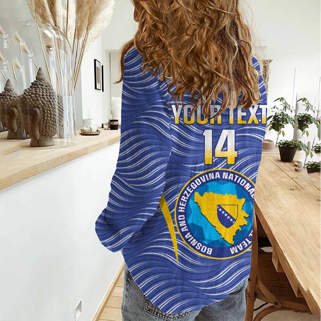 Custom Bosnia and Herzegovina Football Women Casual Shirt Come On Zmajevi