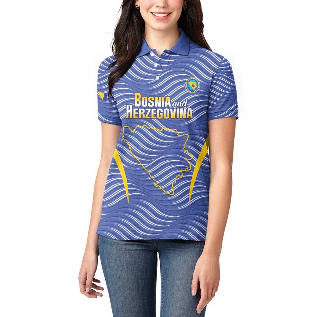 Custom Bosnia and Herzegovina Football Women Polo Shirt Come On Zmajevi