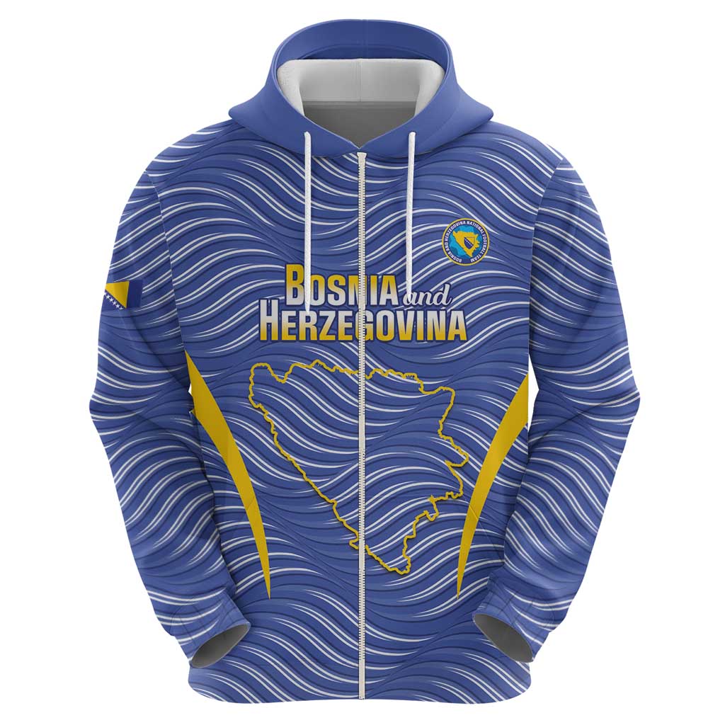 Custom Bosnia and Herzegovina Football Zip Hoodie Come On Zmajevi