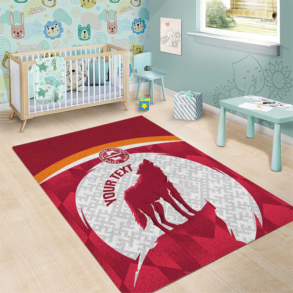 Custom Latvia Football Area Rug Go Wolves Latvija Folk Pattern