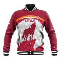 Custom Latvia Football Baseball Jacket Go Wolves Latvija Folk Pattern