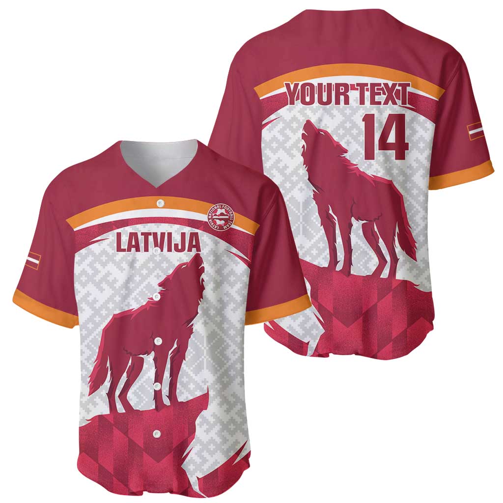 Custom Latvia Football Baseball Jersey Go Wolves Latvija Folk Pattern