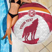 Custom Latvia Football Beach Blanket Go Wolves Latvija Folk Pattern