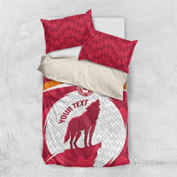 Custom Latvia Football Bedding Set Go Wolves Latvija Folk Pattern