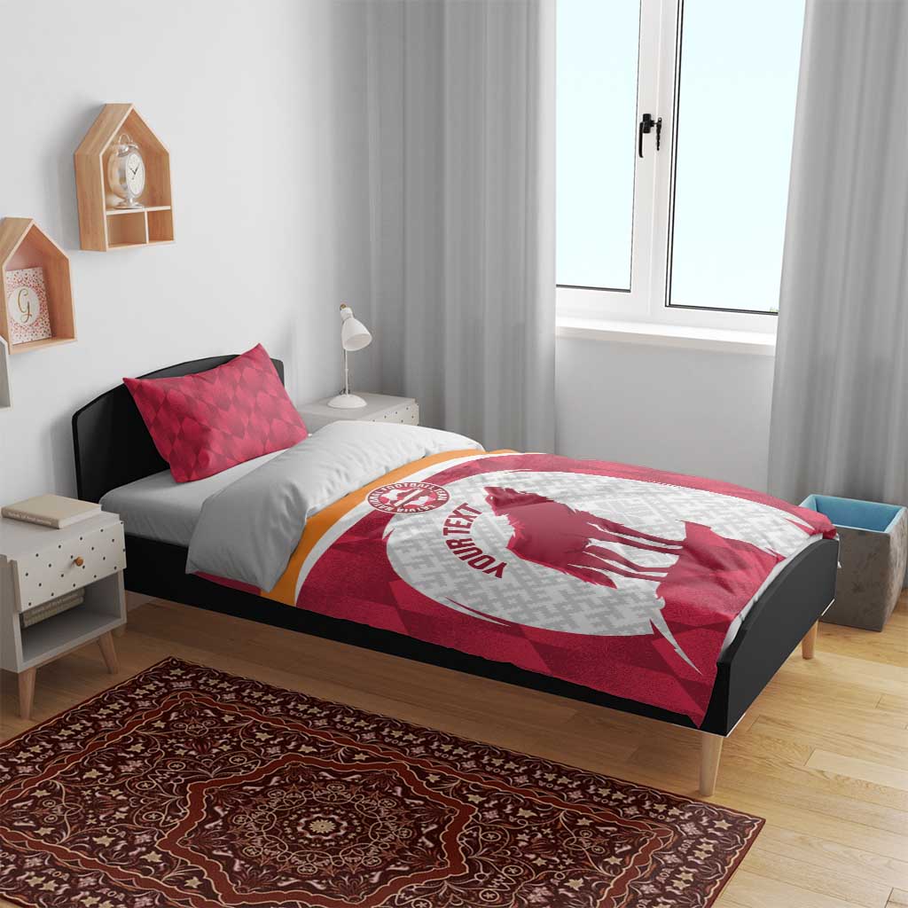 Custom Latvia Football Bedding Set Go Wolves Latvija Folk Pattern