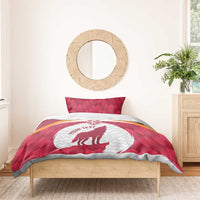 Custom Latvia Football Bedding Set Go Wolves Latvija Folk Pattern