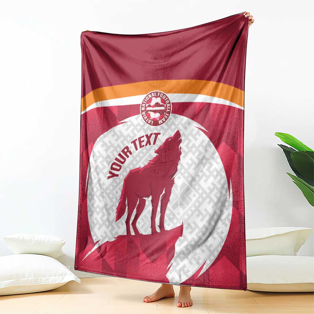 Custom Latvia Football Blanket Go Wolves Latvija Folk Pattern