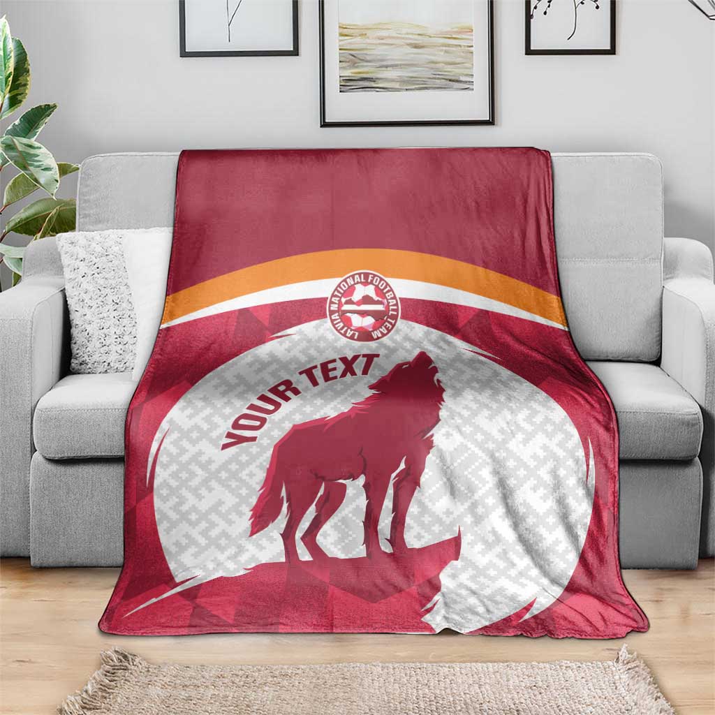 Custom Latvia Football Blanket Go Wolves Latvija Folk Pattern