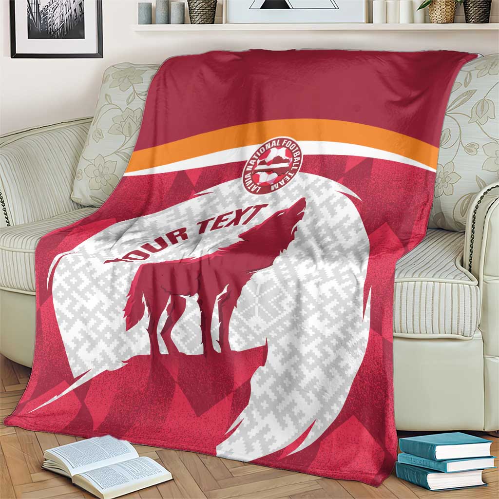 Custom Latvia Football Blanket Go Wolves Latvija Folk Pattern