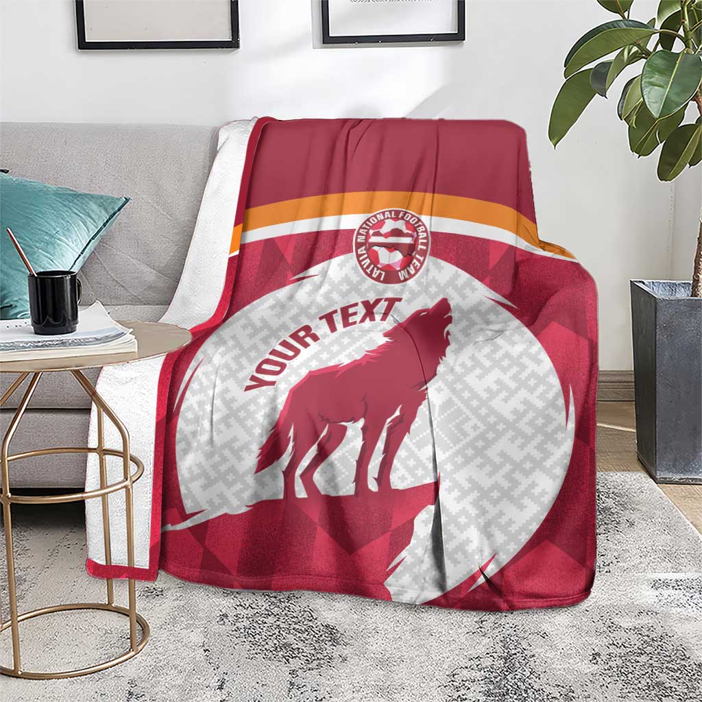 Custom Latvia Football Blanket Go Wolves Latvija Folk Pattern