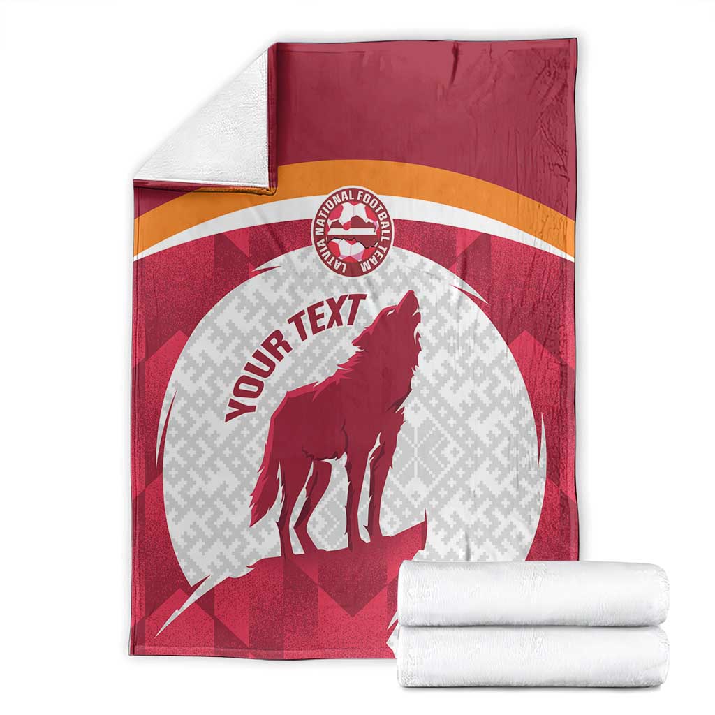 Custom Latvia Football Blanket Go Wolves Latvija Folk Pattern