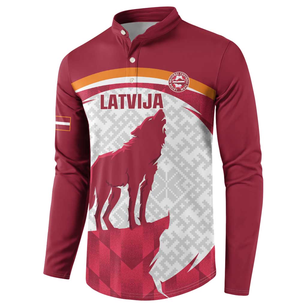 Custom Latvia Football Button Sweatshirt Go Wolves Latvija Folk Pattern